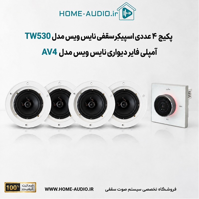 پکیج اسپیکر سقفی نایس ویس مدل TW530 به همراه آمپلی فایر نایس ویس مدل AV 4